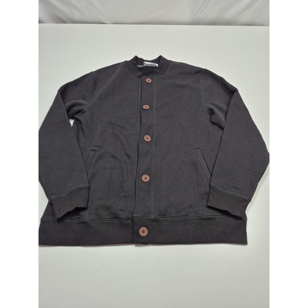 Silverts Jacket Mens L Black Fleece Adaptive Magnetic Button Bomber SV515